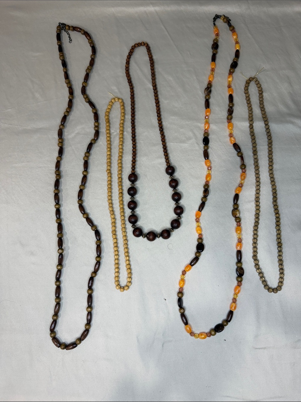 Beaded Necklace Set in Brown, Amber, and Gold Tones - Women Jewelry
